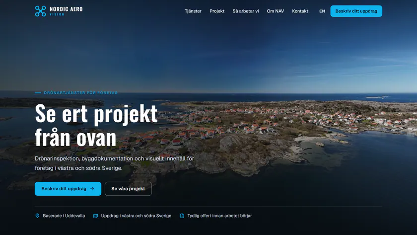 Startsidan på nordicaerovision.se